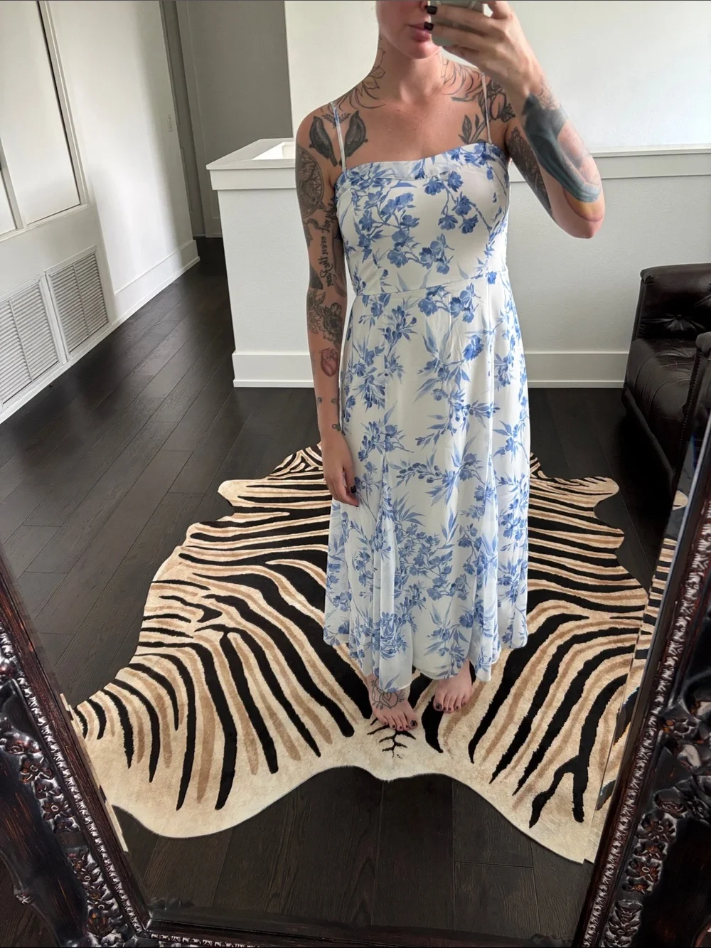 Blue Floral Slip Maxi Dress
